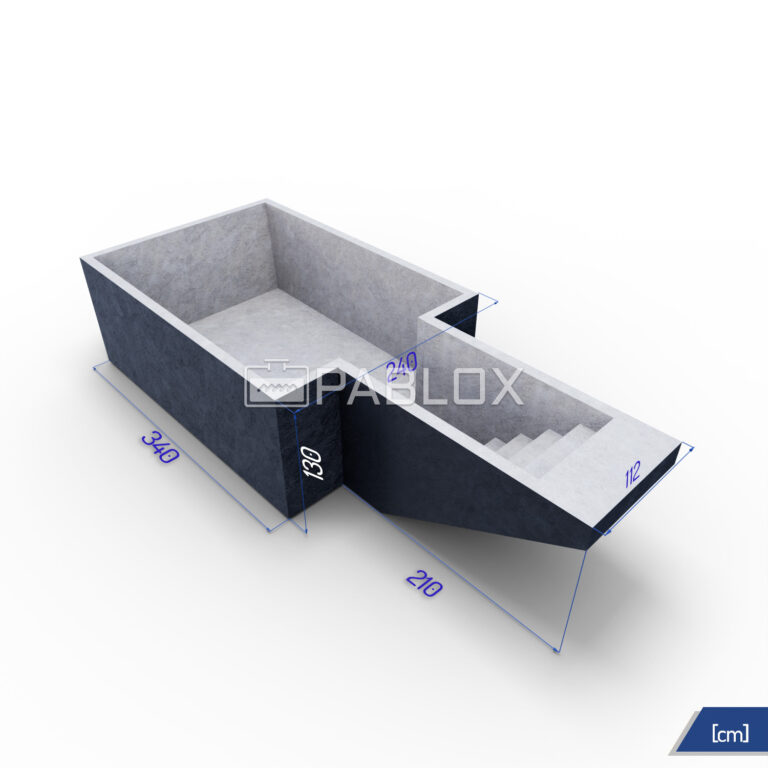Betonový bazén 550 × 240 × 130 - schody 112 cm