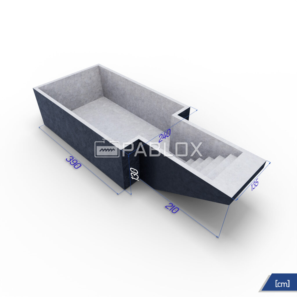 Betonový bazén 600 × 240 × 130 - schody 135 cm