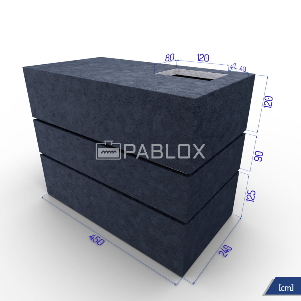Modulární betonový sklep 450 × 240 × 335 - horní vstup